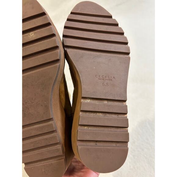 CECELIA NEW YORK Nutella Tan Suede Wedge Chelsea Booties Gemma Gwen Boots Sz 6.5 - Picture 10 of 11